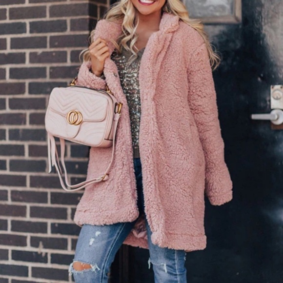 Impressions Jackets & Blazers - Impressions Pink Sherpa Puffer Coat 🆕